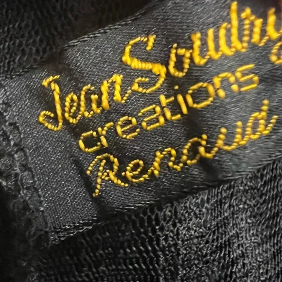Vintage Jean Soudry France glamorous robe sheer black striped ruffles rare find - Picture 9 of 10